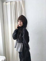 Plaid Frill Hoodie Tee