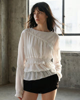 Double Frill Smocking Blouse