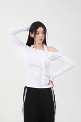フリルロングスリーブTシャツ