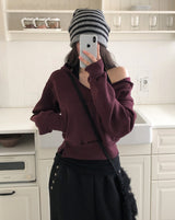 POEN Slit Button Halter Layered Hoodie