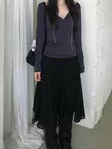 chiffon midi skirt (2color)