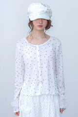 リボン スリーブ カーディガン(white)