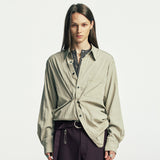 ラップピンドレープシャツ beige
