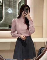シャネパフリブフリルハイネックTシャツ
