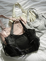 Vintage Wide Multi-Pocket Leather Shoulder Bag