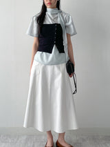 Stitched Cotton Flare Long Skirt