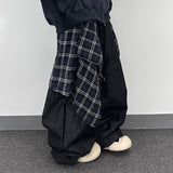 ノンフェイドチェックレイヤードデニムパンツ