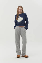 MELTING CHERRY PRINTED CROP SWEATSHIRT - DARK NAVY 