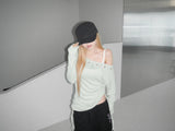 eyelet punching shirring long tee(4 color)