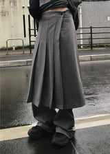  PLEATS WRAP BUTTON SKIRT