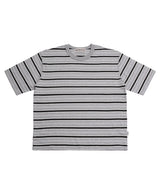 ボーダーオーバーロックストライプTシャツ_グレー