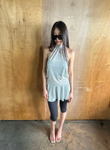 sheer stripe halter top