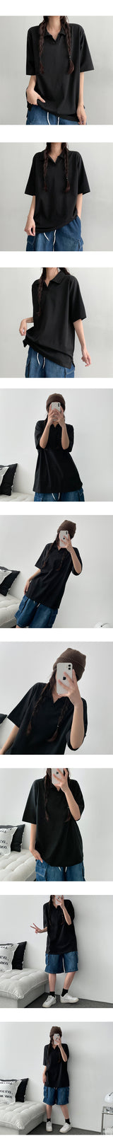 ツイストカラー半袖Tシャツ