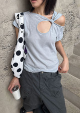 TWIST HOLE HALF TEE (4color)
