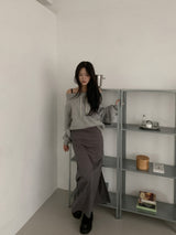 Off-shoulder cotton training band string sweatshirt (2 colors)