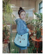 UnsocialNight original literary retro versatile casual illustration printed one-shoulder cross-body bag for women