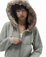 フラッフィーファーフーディー (グレー)