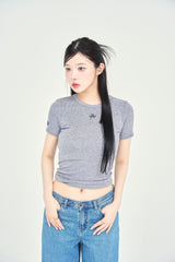 リボンロゴ刺繍半袖Tシャツ