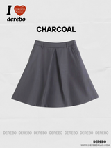 flare pintuck midi skirt