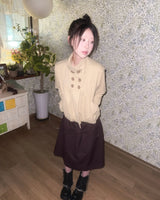 (3color) Flap Two-Pocket Flare Ribbed Skirt