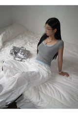 Sky Lace Gray Short Sleeve Tee