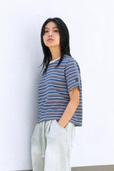ALARM MULTI STRIPE T SHIRT BLUE_WOMAN