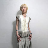 コルセットフレアTシャツ：ベージュ