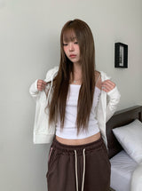 ガゼル スリムフィット クロップ フード ジップアップ