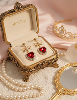 Red Heart and Ribbon Earring (Momoland Nayun Earring)