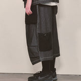 reverse terry pocket denim capri shorts_black