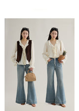 French Ruffle Cuff Romantic Blouse