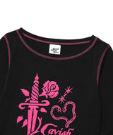 ダブルローズロングスリーブTシャツ ブラック(CV2EFFT555A)