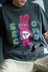 "SECOND RABBIT" PRINTED S/S WASHED T-SHIRT