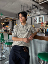 STRIPE UNICORN POLO SHORT SLEEVE MELANGE WHITE