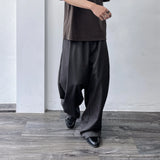 Curved Striped Balloon Trousers(Elastic Waist)