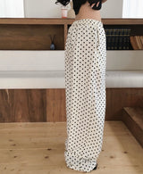 [ soft linen ] ジップジップオーバードットロングワイドpt