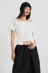 ノースリーブ レイヤードトップス, White