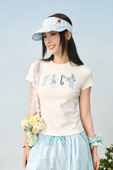 プレイドパッチカップルTシャツ - フィーメイル