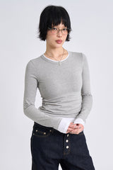 モダルツートーンレイヤード長袖Tシャツ