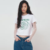 NICOLE ROSE PRINTING CROP TOP_WHITE PINK