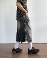 Destroyed Camouflage Denim Half Pants