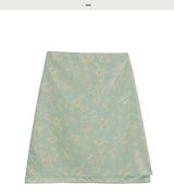 from cream floral chiffon midi sk