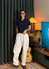 One-Tuck Semi-Banded Cotton Pants 3COLOR