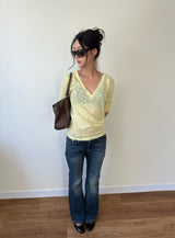 sheer v neck tee