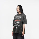 HIERARCHY STUDIOS ENE - ウォッシュドブラックレイヤード ENE オーバーサイズTシャツ