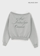 [MADE] Doobin Printed Off-Shoulder Fleece-Lined Sweatshirt