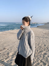  HIGHNECK BUTTON KNIT