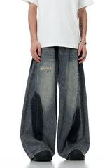 Graffiti Ripped Lantern Jeans