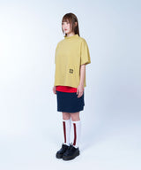 Semi-crop half neck symbol tee - MUSTARD