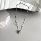 stb hip star y2k stainless steel star white crystal gemstone layered two-way ball necklace